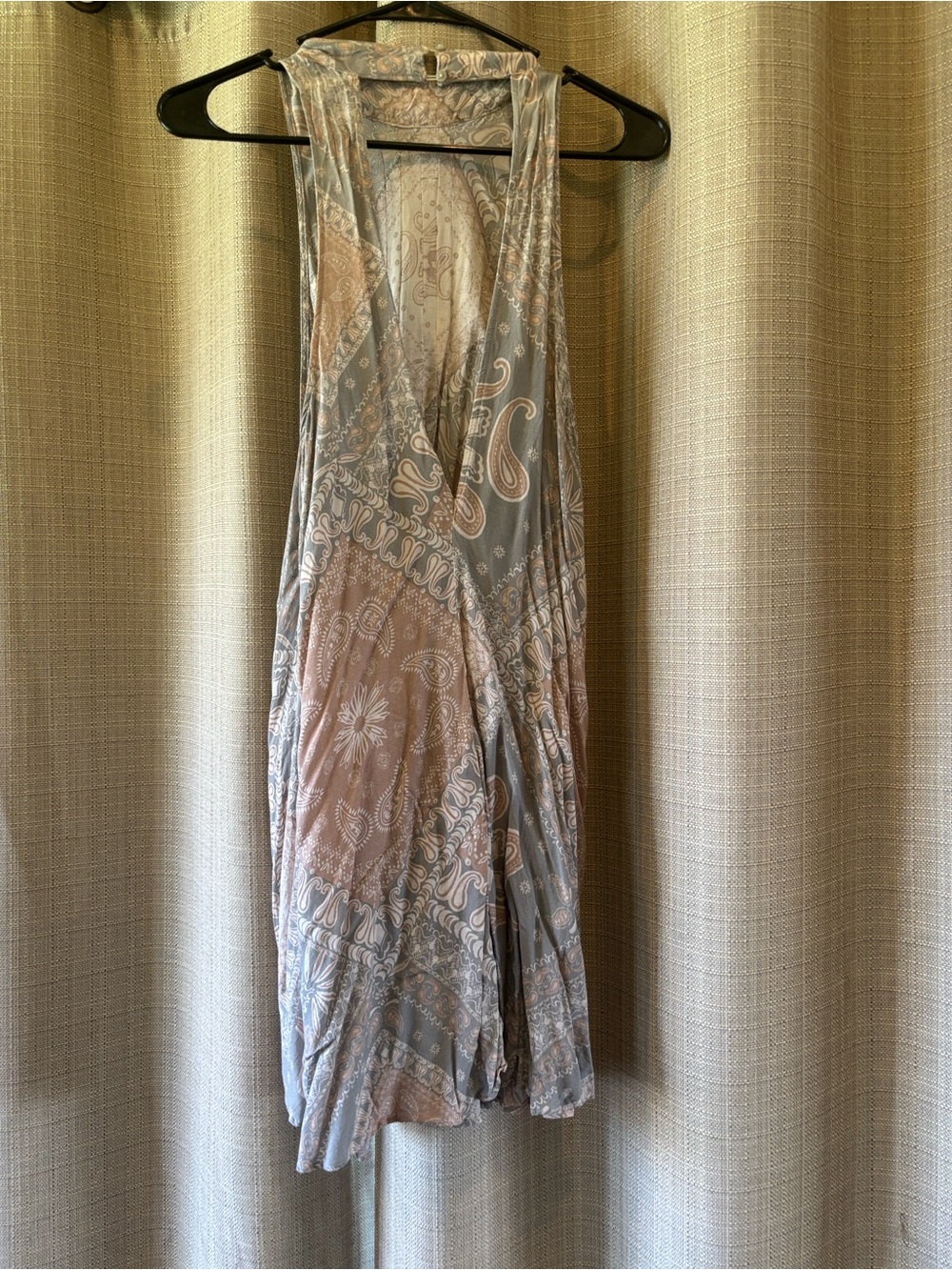 Free People Paisley Halter Mini Dress in sage and Blush - Picture 8 of 10